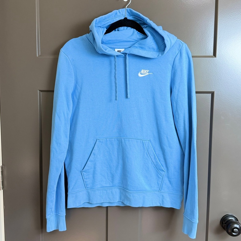 Nike Sportswear Essential Hoodie Light Blue Pullover Fleece Womens Small